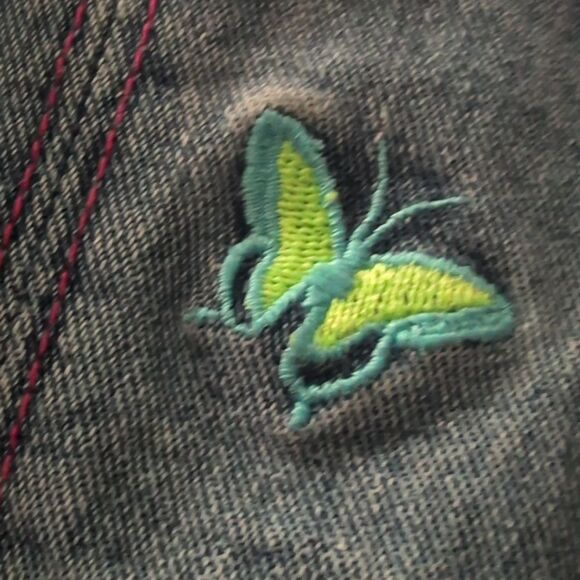 Zana Di Y2K‎ Girls Butterfly Embroidered Denim Jean Shorts Size 6X - Picture 5 of 8